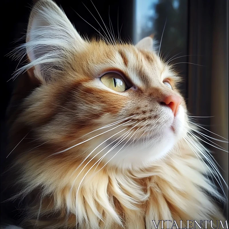 Contemplative Cat Portrait AI Image