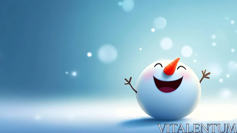 AI ART Happy Snowman with Bokeh Background