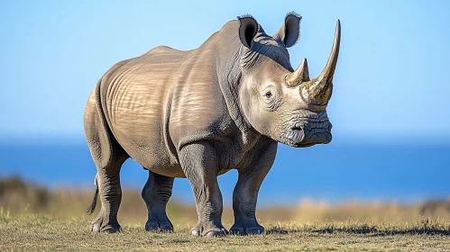 Wild Rhinoceros by Ocean