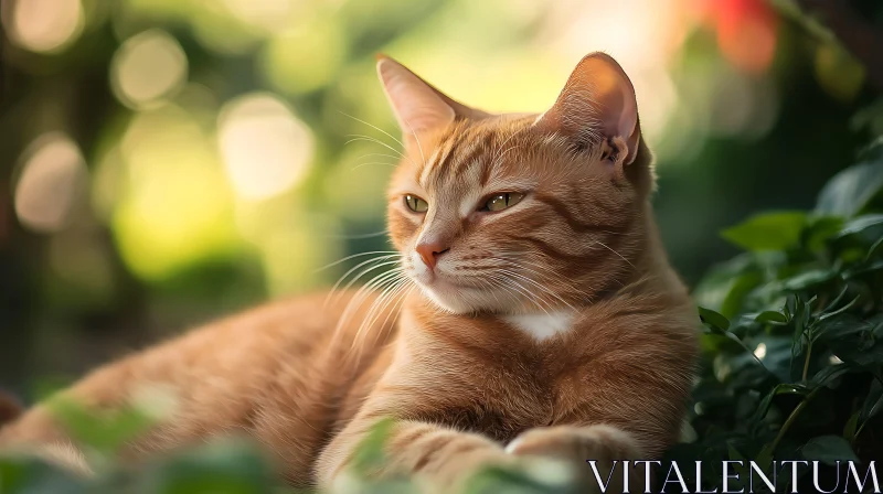 AI ART Ginger Cat Relaxing in Nature