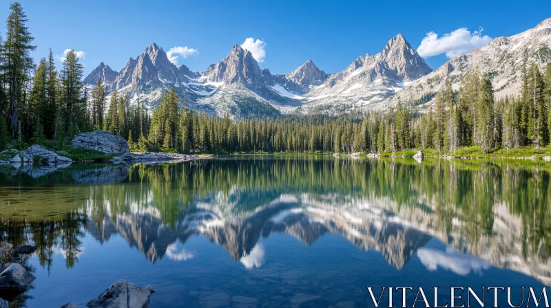 Mountain Reflection in Clear Lake AI Image