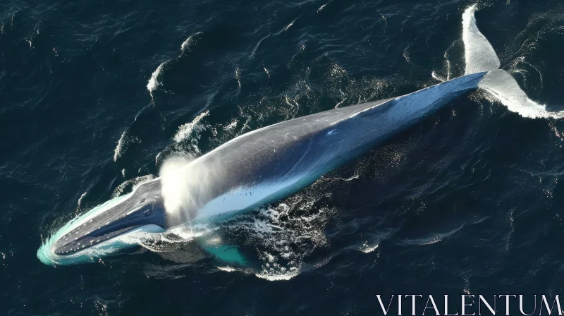 Aerial View of a Majestic Fin Whale Swimming in the Ocean AI Image