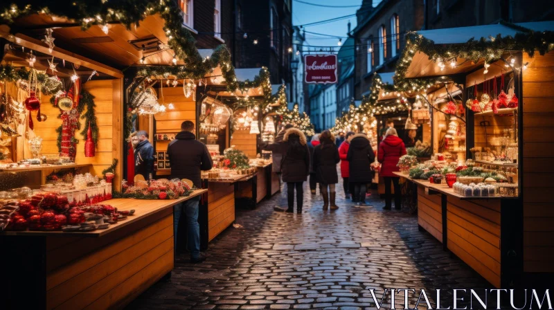 AI ART Captivating Christmas Market in a Cobblestone Alley | Nikon D850