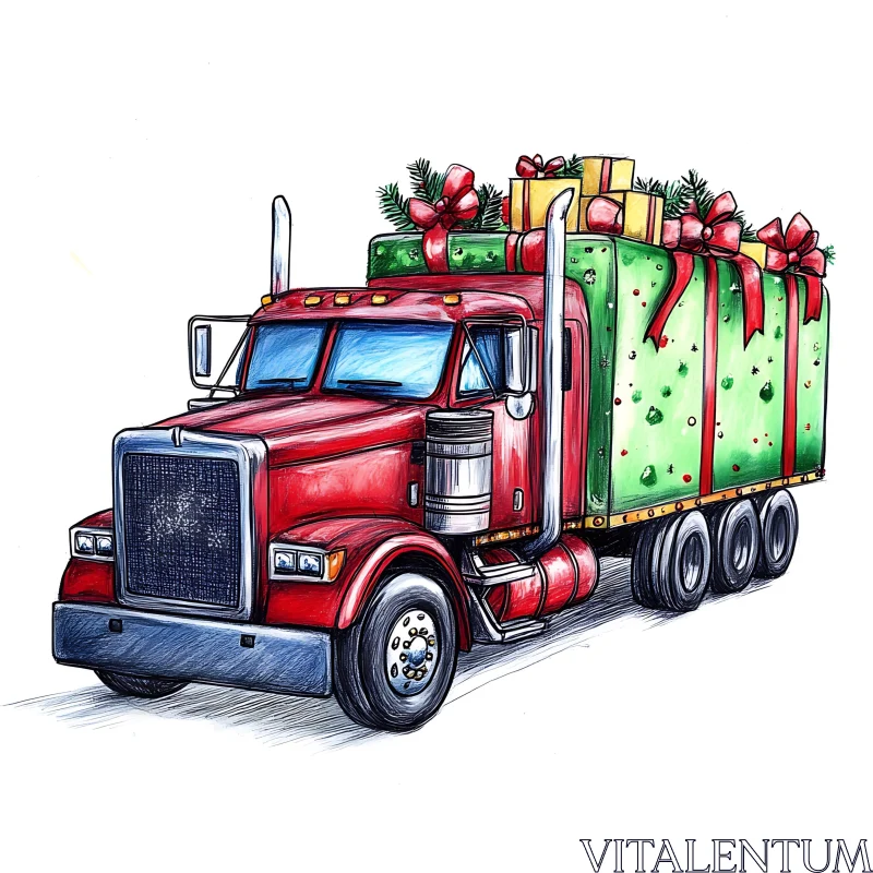 Holiday Truck with Christmas Presents AI Image