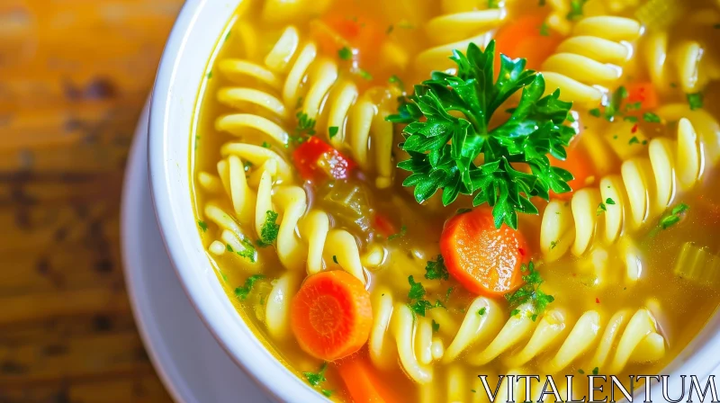 Delicious Chicken Noodle Soup: A Comforting Dish AI Image