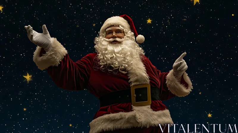 Jolly Santa Claus Under the Stars AI Image