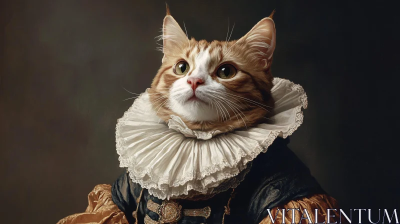 Regal Cat in Renaissance Clothing AI Image