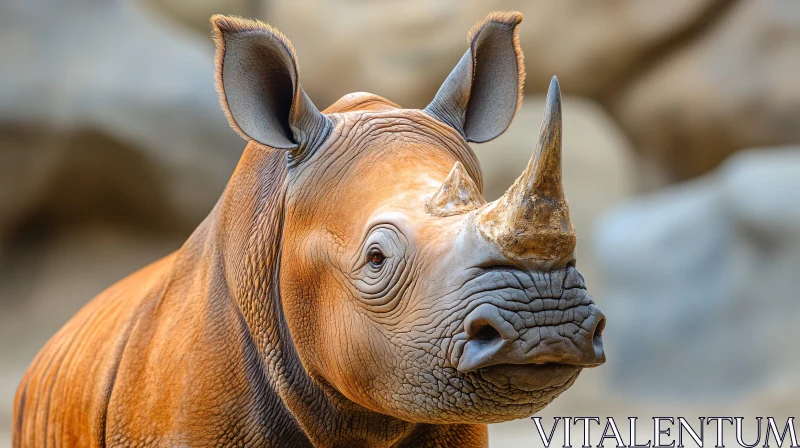 Wildlife Close-up of Majestic Rhinoceros AI Image