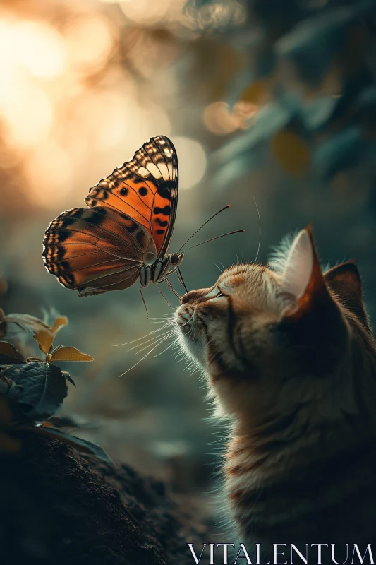 AI ART Cat and Butterfly Moment