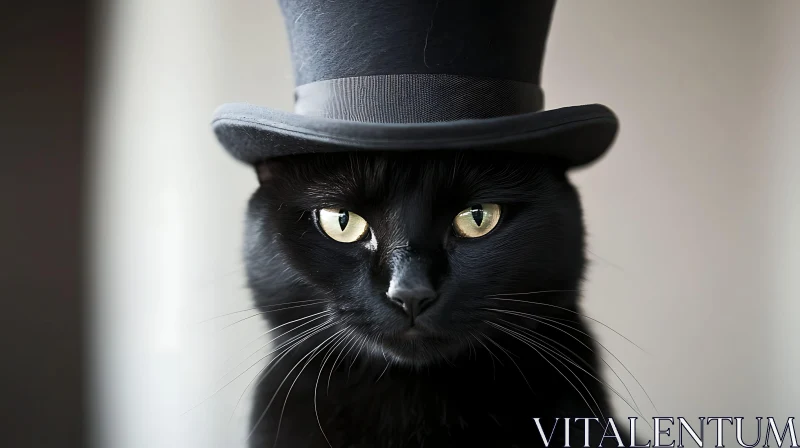 Elegant Cat with a Top Hat AI Image