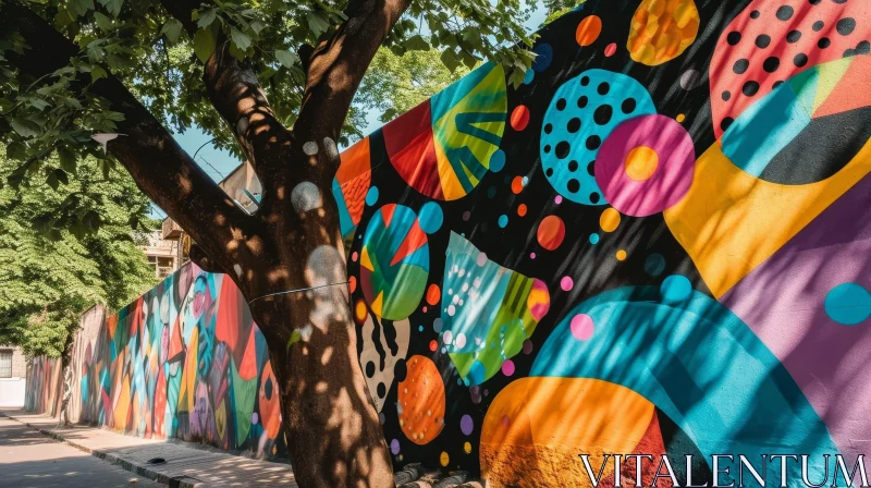 Colorful Mural on Concrete Wall | Urban Street Art AI Image