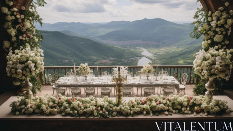 Elegant Hillside Wedding Setting Overlooking Countryside AI Image