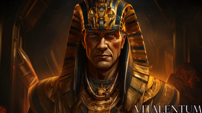 Enigmatic Ancient Egyptian Pharaoh Portrait AI Image