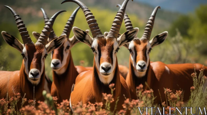 AI ART Majestic Antelopes in Flower Field