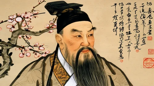 Serene Portrait of Chinese Philosopher Confucius