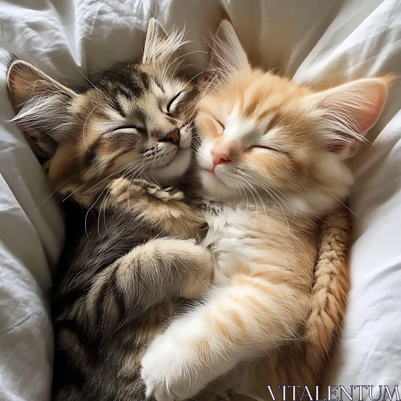 Sleeping Furry Kittens Embracing AI Image