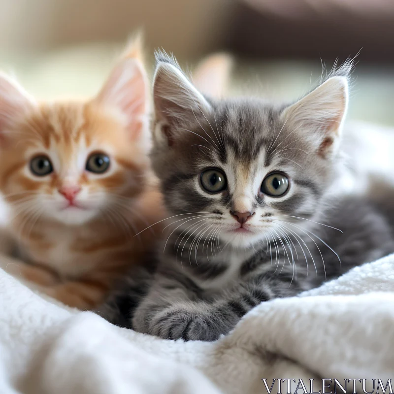 Cute Kittens on a White Blanket AI Image