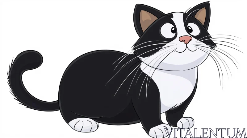 Adorable Cartoon Cat with Long Whiskers AI Image