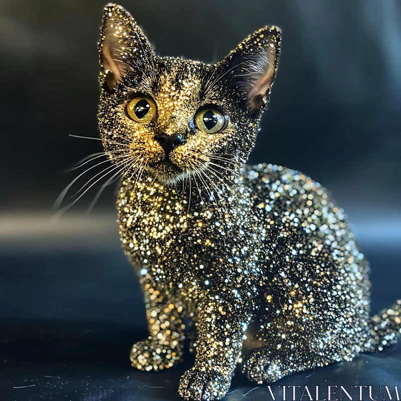 Sparkly Glitter Cat AI Image