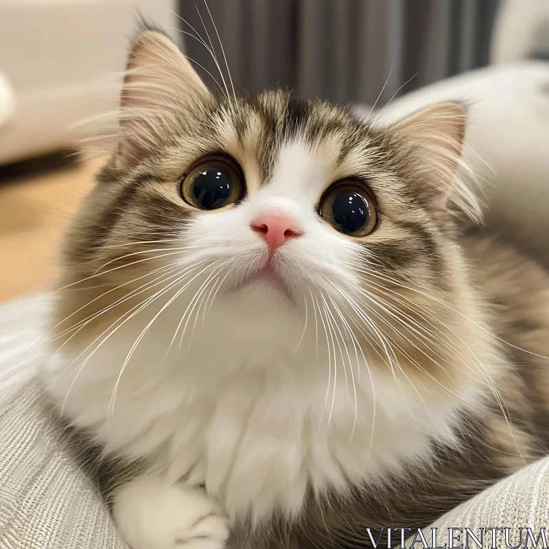 Adorable Fluffy Cat Close-Up AI Image