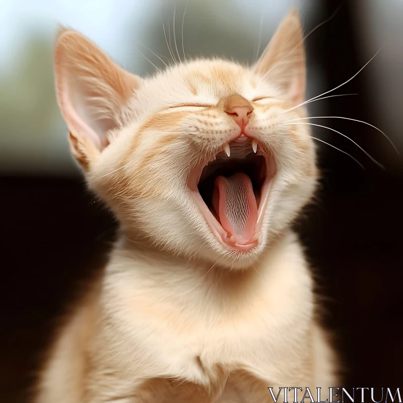 Cute Yawning Kitten Close-Up AI Image