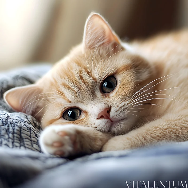 Close-Up of Resting Ginger Kitten AI Image