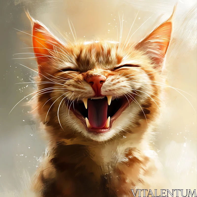 Orange Tabby Cat Yawning AI Image