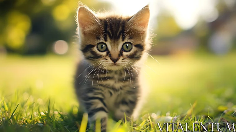 Cute Kitten in Nature AI Image