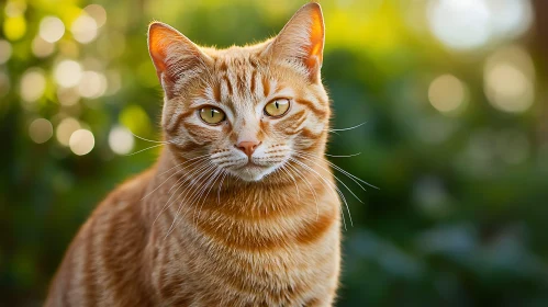 Detailed Tabby Cat Portrait in Natural Setting