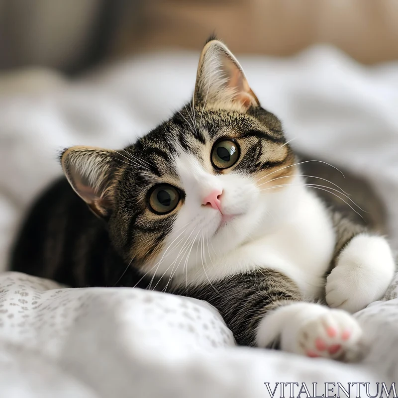 Cute Tabby Cat Lying Down AI Image