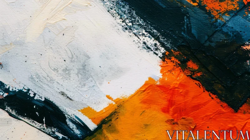 Contemporary Abstract Painting in Blue, Orange, and White AI Image