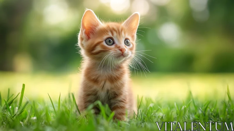 Cute Young Cat in Outdoor Setting AI Image