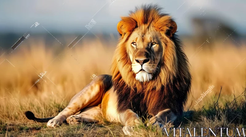 Graceful Lion in Tall Grass - A Majestic Wildlife Portrait AI Image