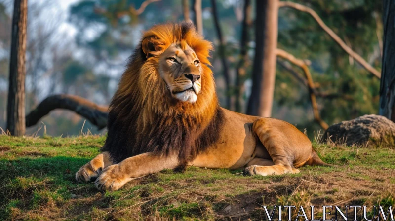 Powerful Lion Resting in Nature | Wildlife Photography AI Image