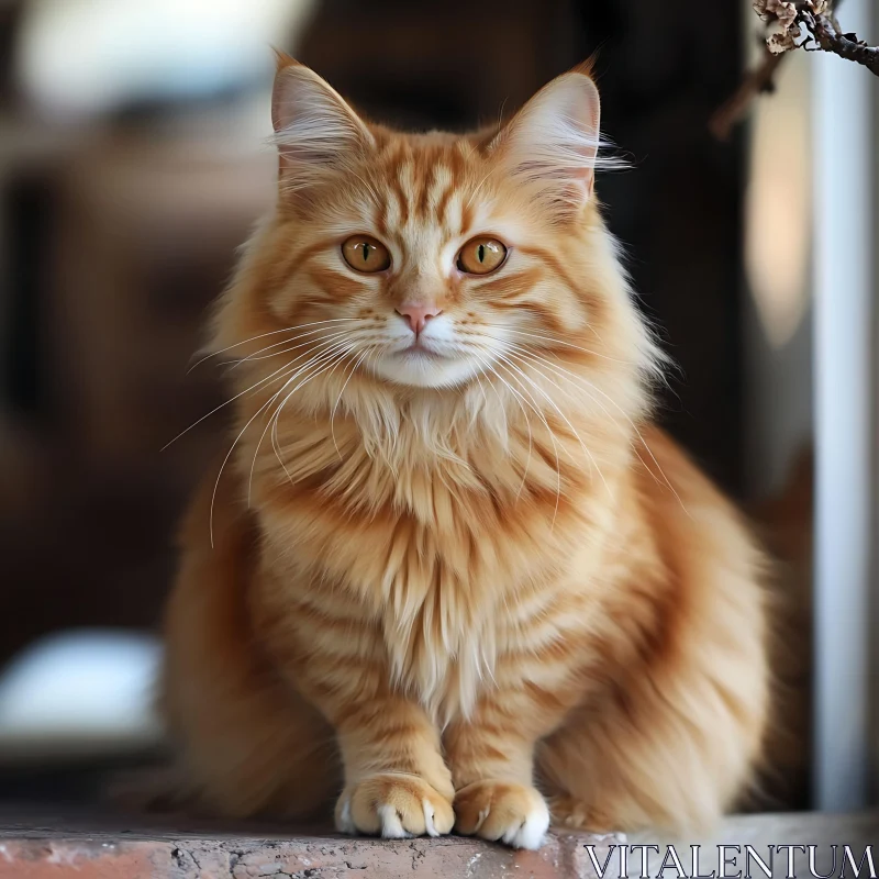 Regal Ginger Cat with Striking Amber Eyes AI Image