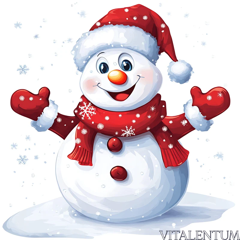 Festive Snowman Cartoon Image AI Image