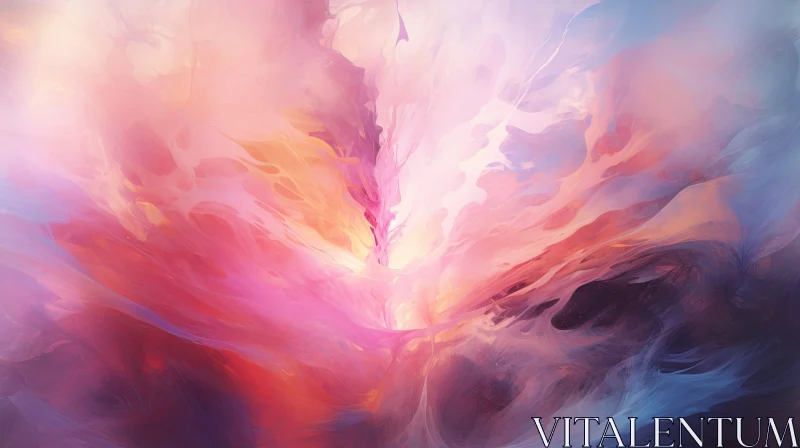 Colorful Abstract Painting on Light Pink Background AI Image