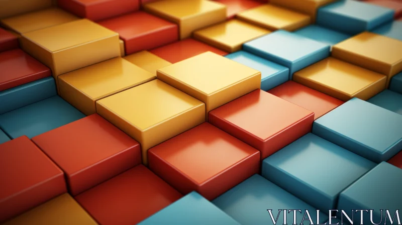 Colorful Block Stack Render in Cinema4D - Bold Chromaticity AI Image
