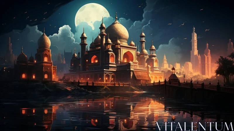 Enchanting Palace Painting in a City AI Image