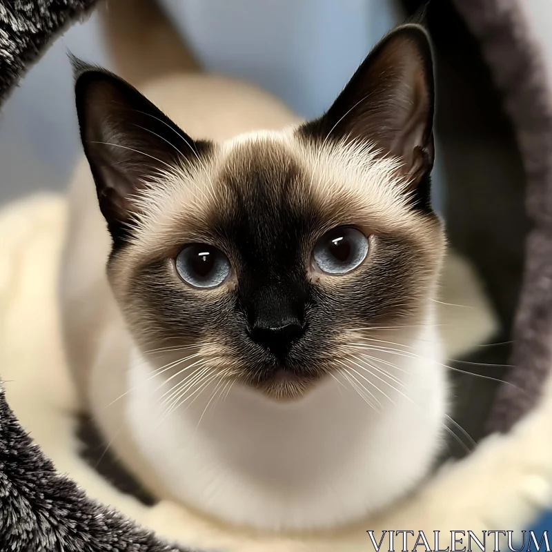 Close-Up of a Siamese Cat AI Image