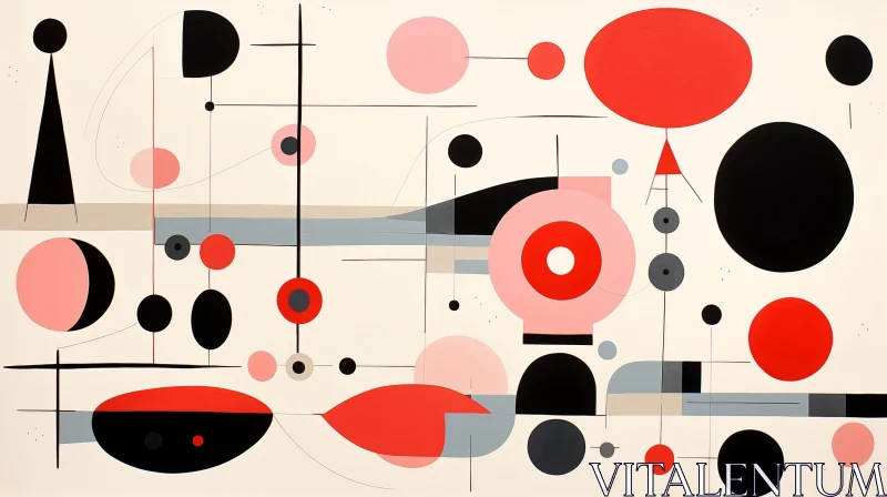 Geometric Abstract Painting with Shapes and Harmony AI Image