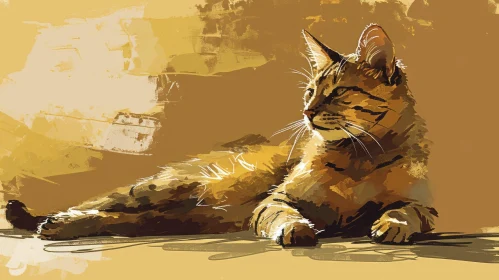 Serene Cat Digital Painting