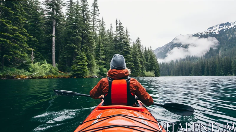 Tranquil Kayaking Experience in Nature's Embrace AI Image