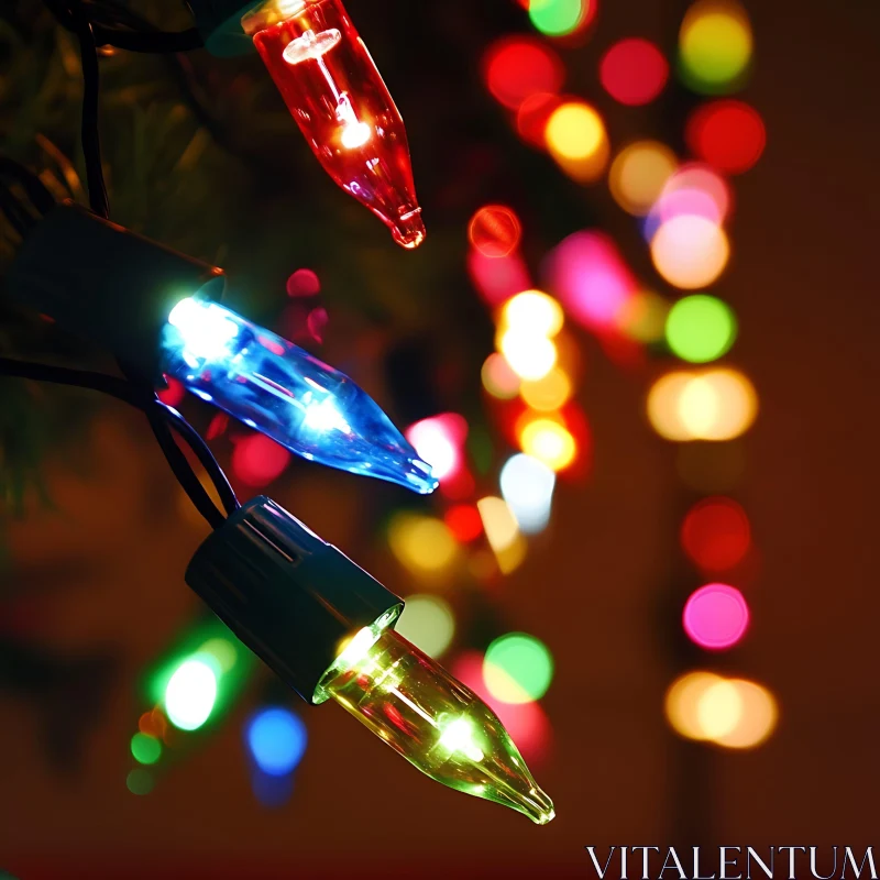 Festive Holiday String Lights Close-Up AI Image