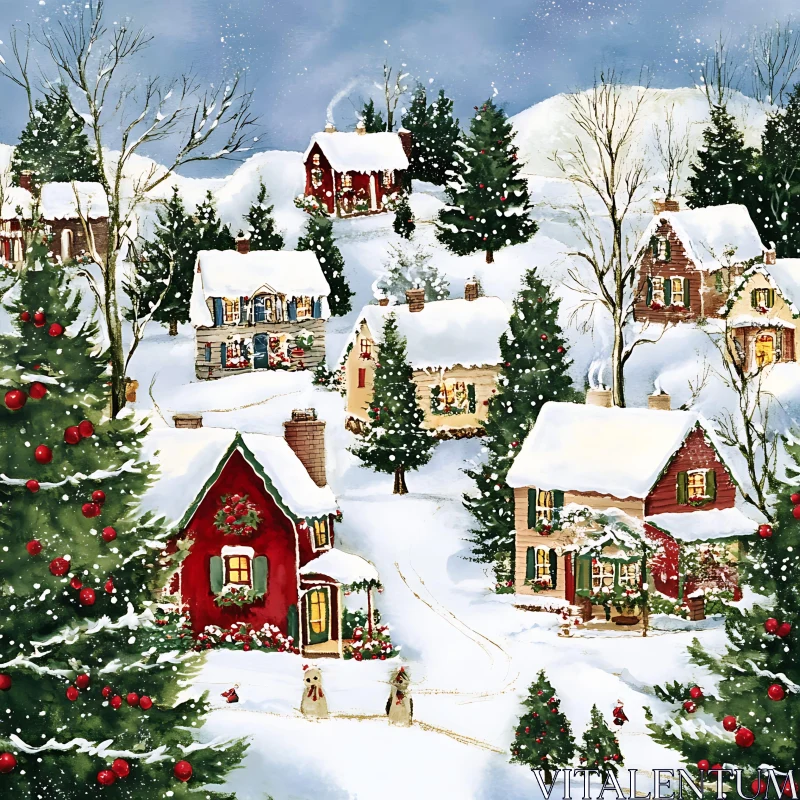 Winter Wonderland Village AI Image