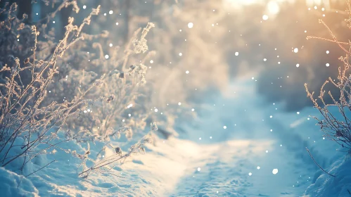 Sunlit Winter Wonderland Path