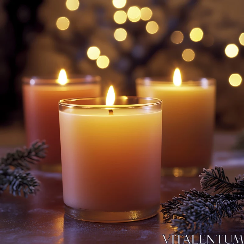 Cozy Festive Candles for Relaxing Ambiance AI Image