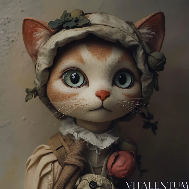 Kitten in Antique Outfit AI Image