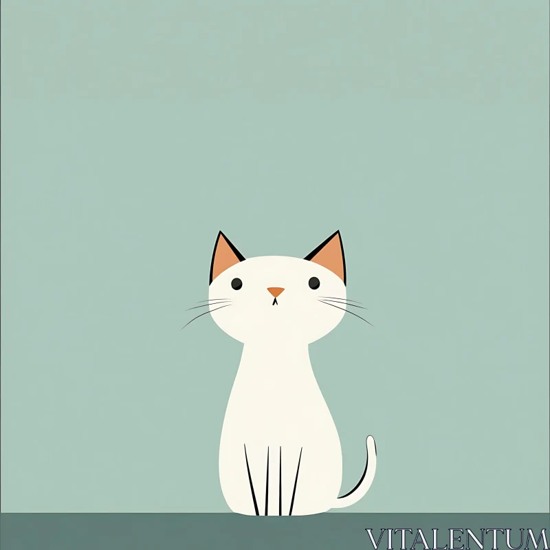 Simple Cat Art against a Soft Colored Background AI Image