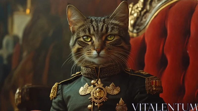 Noble Feline in Dress Uniform AI Image